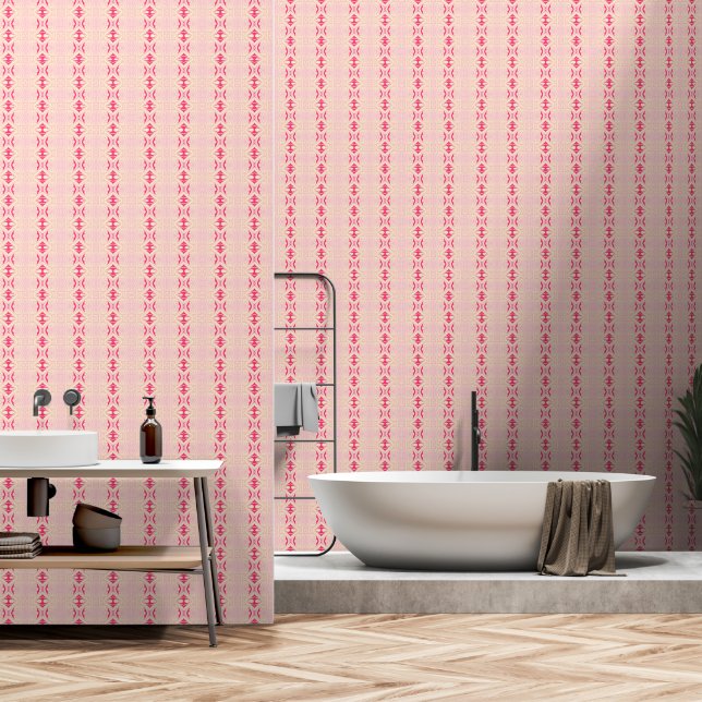 geometric pink wallpaper (Bathroom)