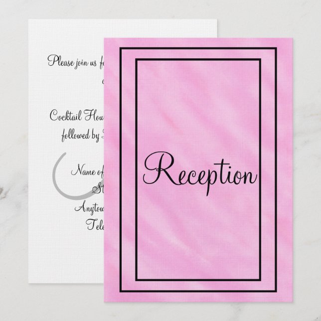 Geometric Pink Watercolor White Reception Monogram Invitation (Front/Back)