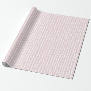 Geometric Pink & White Dot Stripe Wrapping Paper 