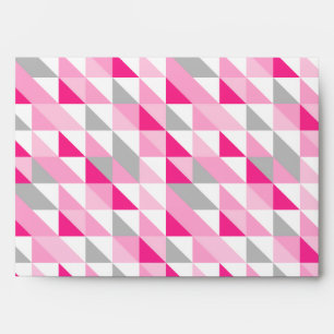Geometric Pink White Grey Triangles Pattern Envelopes