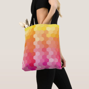 Geometric Pink & Yellow Hexagon Tote Bag – Modern 