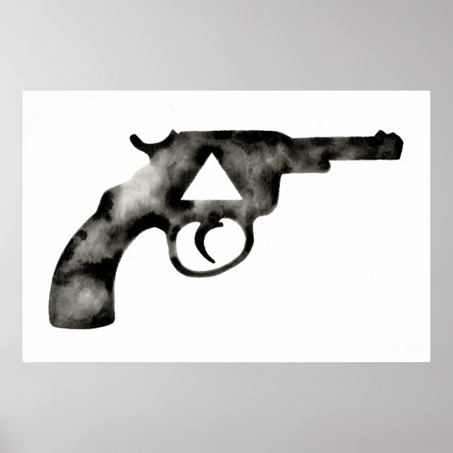 Geometric . Pistol . Black White . Mod . Triangle Poster (Front)