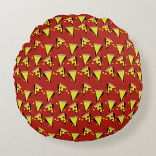 Geometric Pizza Pepperoni Italian Slice Round Cushion