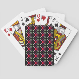 Geometric plaid green red black stripes  playing cards