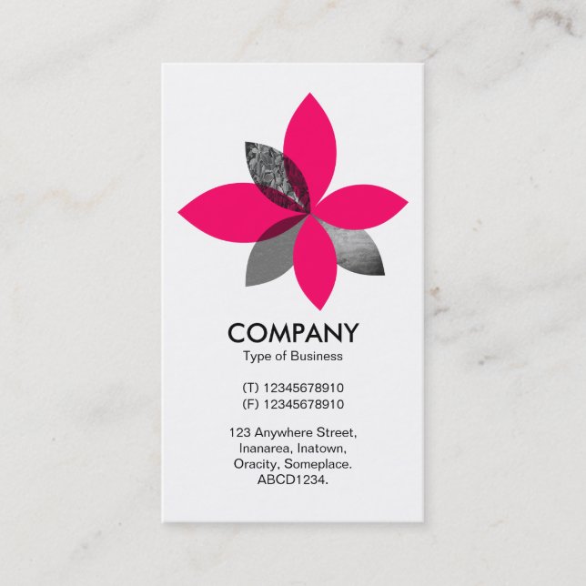 Geometric Plant Flower - Neon Red Business Card (Front)
