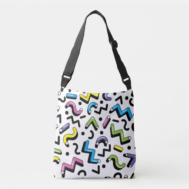 Geometric Play: Doodle Shapes Pattern Crossbody Bag (Front)