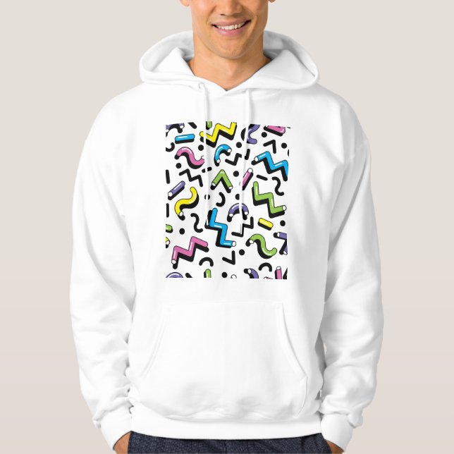 Geometric Play: Doodle Shapes Pattern Hoodie (Front)