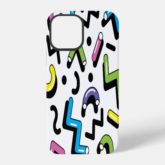 Geometric Play: Doodle Shapes Pattern iPhone Case (Back)
