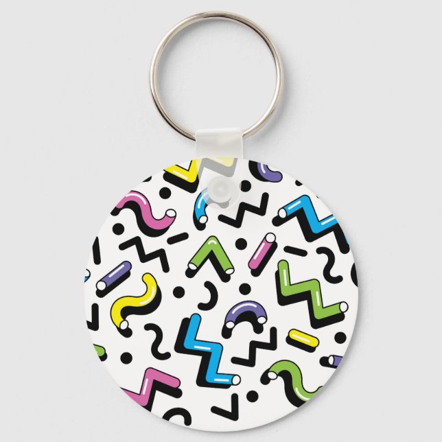 Geometric Play: Doodle Shapes Pattern Key Ring (Front)