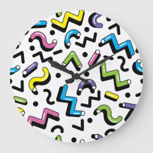 Geometric Play: Doodle Shapes Pattern Large Clock