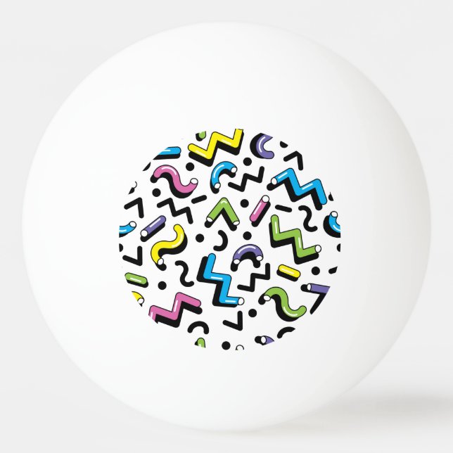 Geometric Play: Doodle Shapes Pattern Ping Pong Ball (Front)