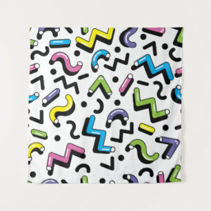 Geometric Play: Doodle Shapes Pattern Tapestry
