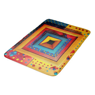 Geometric Playbox: 3D Pop Art Primary Colours  Bath Mat