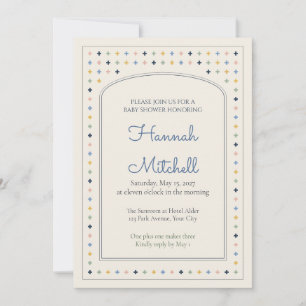 Geometric Plus Pattern Baby Shower Invitation