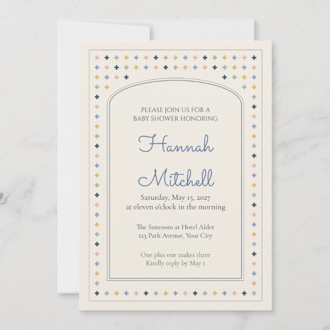 Geometric Plus Pattern Baby Shower Invitation (Front)