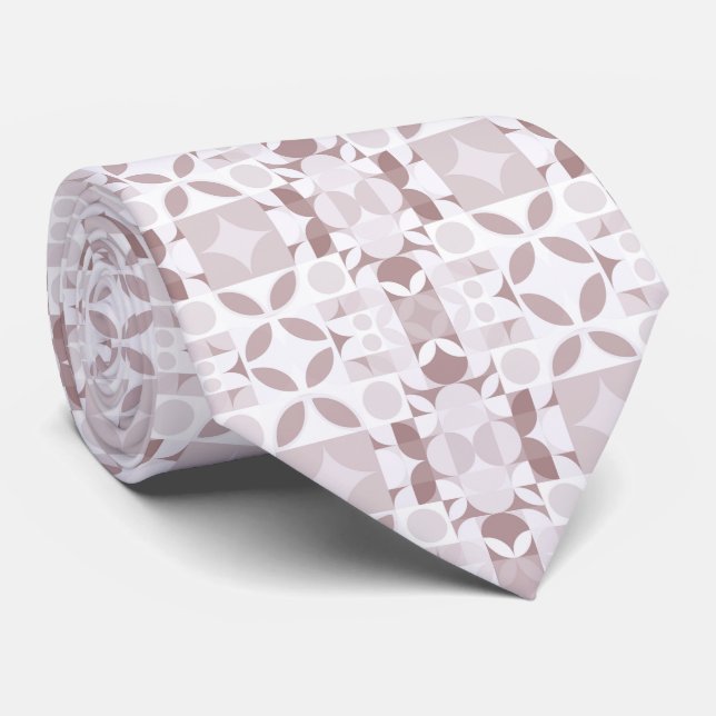 Geometric Poetry Fractal Art Pale Pink Tie (Rolled)