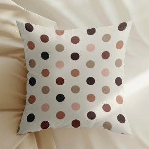 Geometric polka dot pattern in brown tones cushion