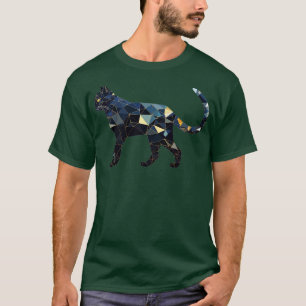 Geometric Polygonal Triangles Pattern Cat Gifts Fu T-Shirt