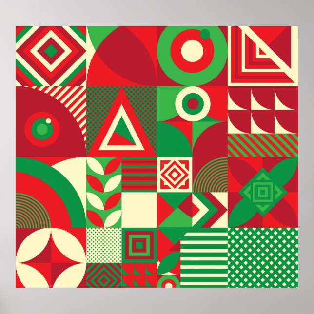 Geometric Pop: Colourful Abstract Tiles. Poster (Front)