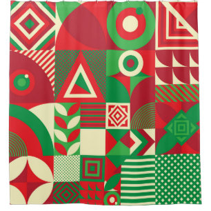 Geometric Pop: Colourful Abstract Tiles. Shower Curtain