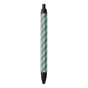 Geometric Portuguese tiles pattern in soft colours Black Ink Pen