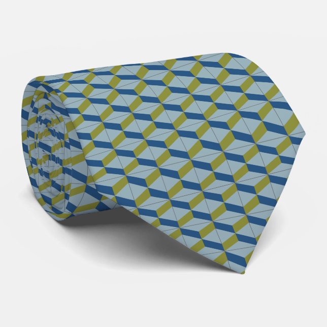 Geometric Portuguese tiles pattern in soft colours Tie (Rolled)
