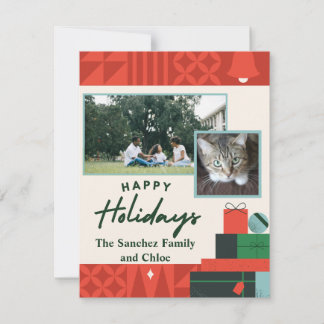Geometric Presents "Happy Holidays" Card 2 Photos
