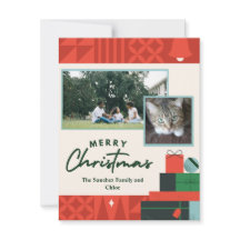 Geometric Presents "Merry Christmas" Card 2 Photos