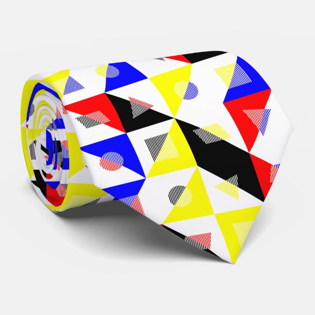 Geometric Primary Bauhaus Tie (Rolled)