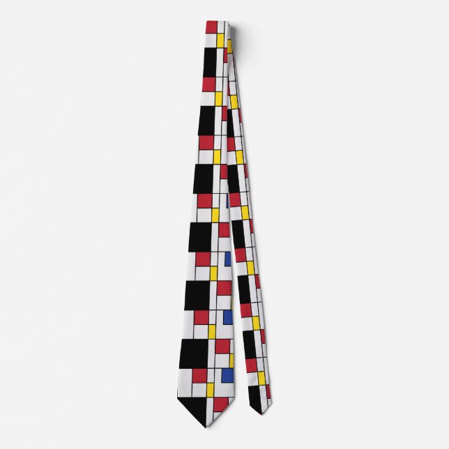 Geometric Primary Colours Abstract Design Tie (Front)