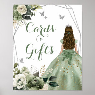 Geometric Princess Sage Green XV Años Cards Gifts Poster