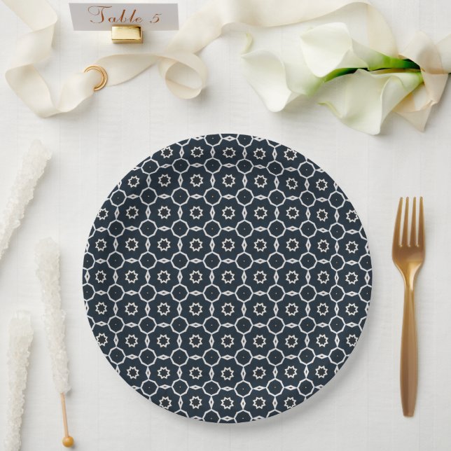 Geometric printed paper plate (Wedding)