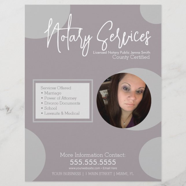 Geometric Public Notary Service Photo Script Flyer (Front)