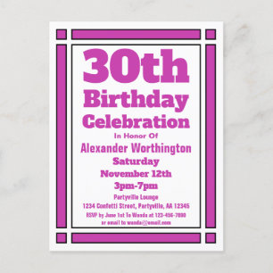 Geometric Purple 30th Birthday Invitation Postcard