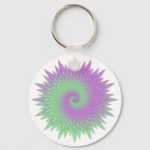 Geometric Purple and Green Key Ring