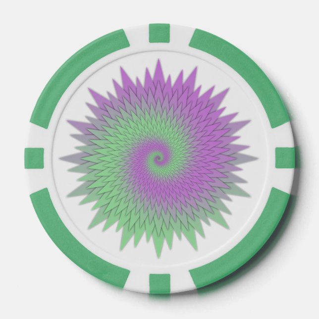 Geometric Purple and Green Poker Chips (Front)