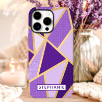 Geometric Purple Gold Custom Name