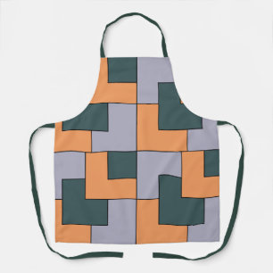 Geometric Purple Green Orange Squares Geometric Apron