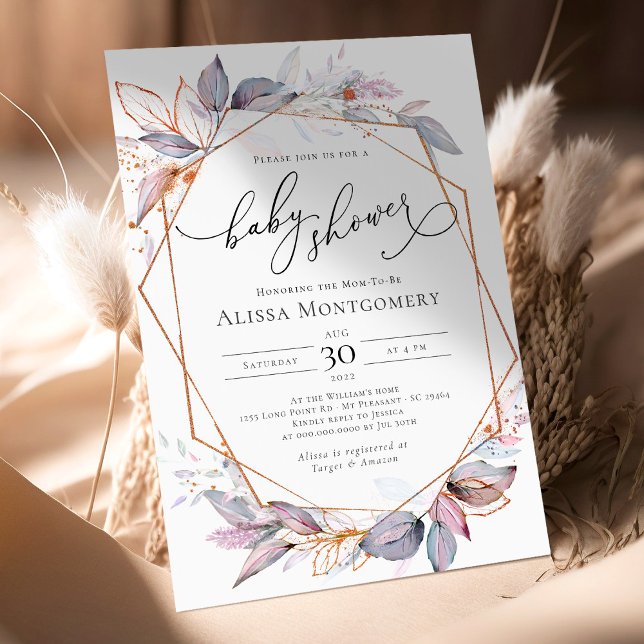 Geometric Purple Lavender Baby Shower Invitation (Creator Uploaded)