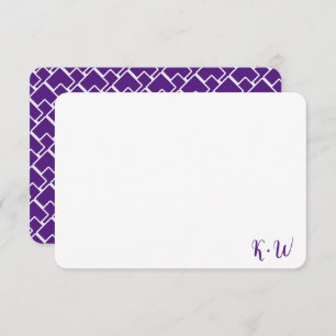 Geometric Purple Personalised Monogram Note Cards