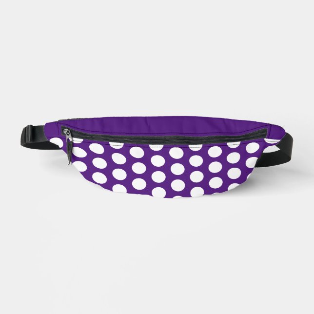 Geometric Purple White Polka Dots Solid Purple  Bum Bags (Front)