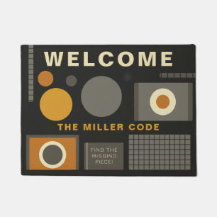 Geometric puzzle with customisable family name doormat
