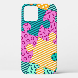 Geometric Puzzles: Memphis Banner. iPhone 12 Case