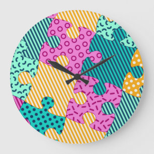 Geometric Puzzles: Memphis Banner. Large Clock