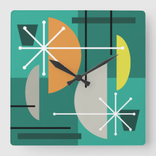 Geometric Quadrants Abstract Art Square Wall Clock
