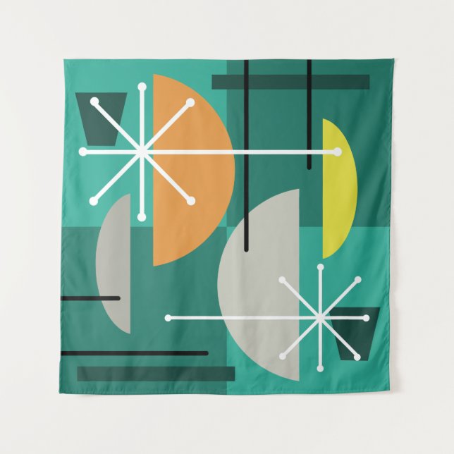 Geometric Quadrants Abstract Art Tapestry (Front)