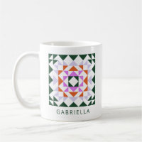 Geometric Quilt Block Pattern Custom Name Colourfu