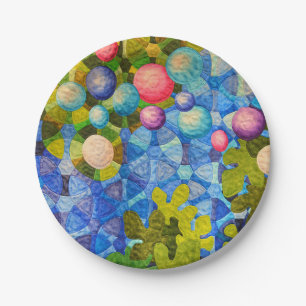 Geometric Quilt Pattern Paper Plate