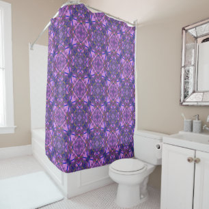 Geometric Quilting Pattern in Purple, Pink, Blue Shower Curtain
