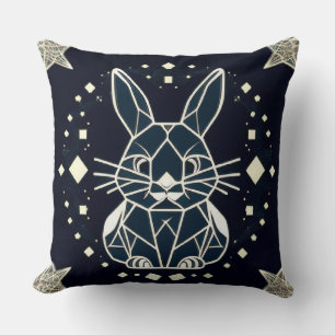 Geometric Rabbit Design With Decorative Stars Cushion